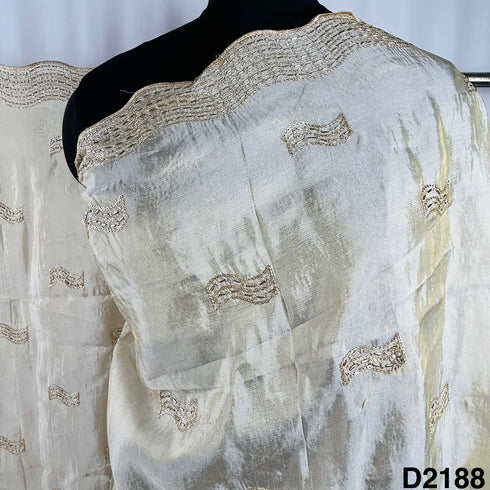 Dyeable Cutdana Zari Sequins Simmer Tissue Dupatta-D2188